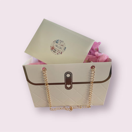 Bag, tissue paper and card