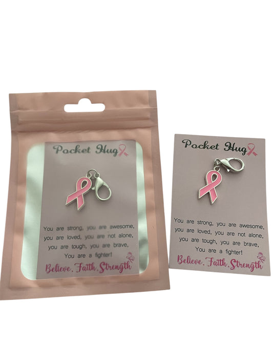 Pink Ribbon "Pocket Hug" Keyring
